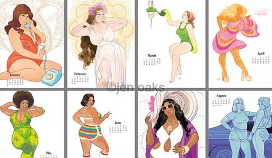  رسام كاريكاتير يرسم اجساد نساء بدينات بملابس مثيرة لتقويم 2016 صورة رقم 2