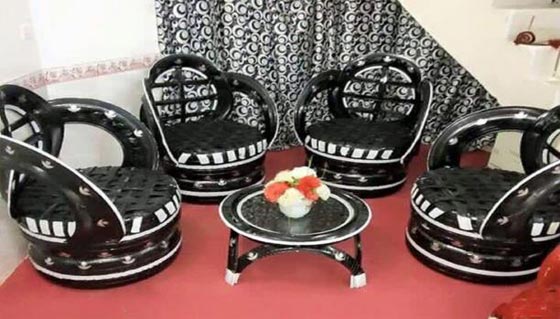   عراقي مبدع يحول إطارات السيارات القديمة إلى تحف منزلية  صورة رقم 10