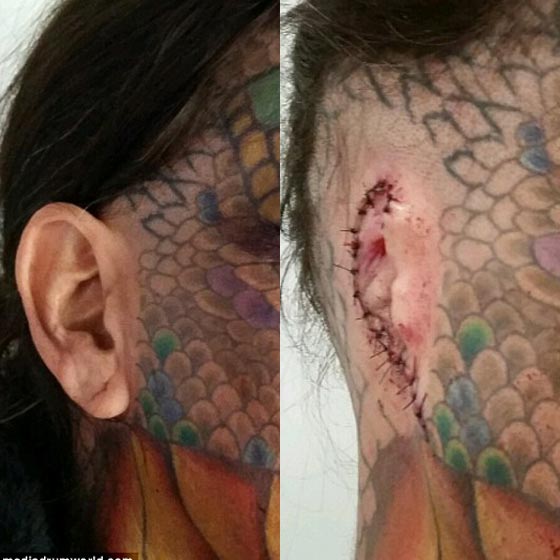 امريكية تسعى لتصبح تنينا.. قطعت اذنيها ووشمت وجهها حتى الان صورة رقم 7