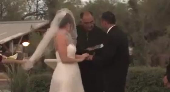 عاصفة رملية تفسد حفل زفاف عروسين وتنهيه قبل الموعد.. فيديو صورة رقم 2