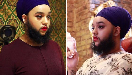 لحية كاملة تنبت على وجه عارضة ازياء وتدخلها موسوعة غينيس صورة رقم 4