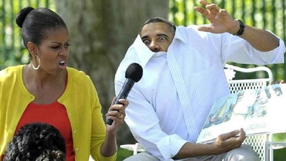 صورة لاوباما يظهر فيها اشبه بمخلوق غريب وهو يقلد الوحوش! صورة رقم 1