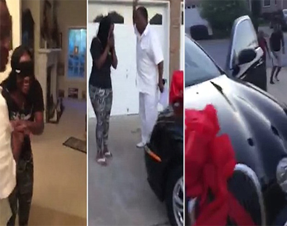فيديو وصور.. ضحك هستيري لامرأة فاجأها زوجها بسيارة احلامها صورة رقم 2