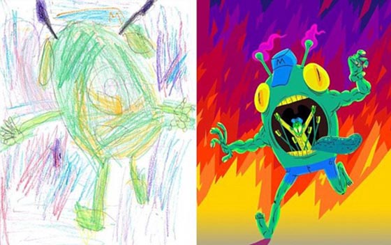 رسومات الاطفال تتحول الى وحوش في لوحات ثلاثية الابعاد.. صور صورة رقم 7