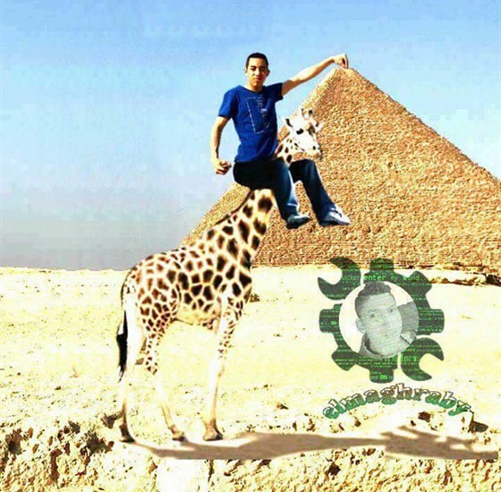 صور طريفة.. شاهد ماذا حدث لشاب اراد تعديل صورته على خلفية الاهرام صورة رقم 12