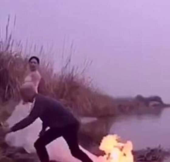 مصور يشعل النار في فستان عروس مجنونة لالتقاط اجمل صورة!! صورة رقم 1