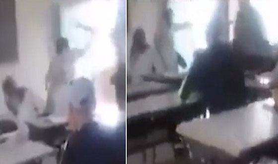  فيديو.. طالب ومعلمته في مشاجرة عنيفة داخل الفصل! والطلاب يشجعون ويصورون! صورة رقم 1