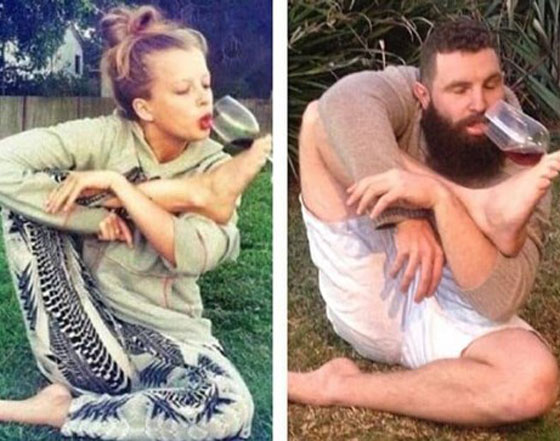 مجموعة صور مضحكة لرجال يقلدون فيها الفتيات صورة رقم 5