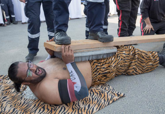 شاهدوا.. بطل خارق اماراتي يسحب الأثقال بشعره ويثني الحديد بأنفه  صورة رقم 2