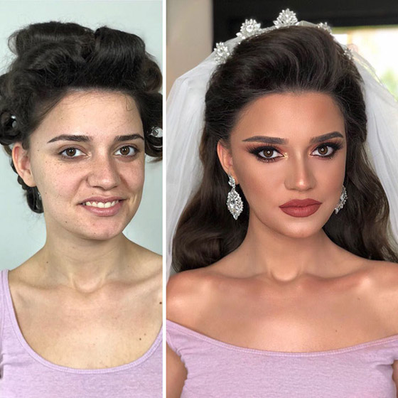 صور صادمة للفرق الهائل لفتيات قبل وبعد المكياج والتجميل ليلة العرس! صورة رقم 2