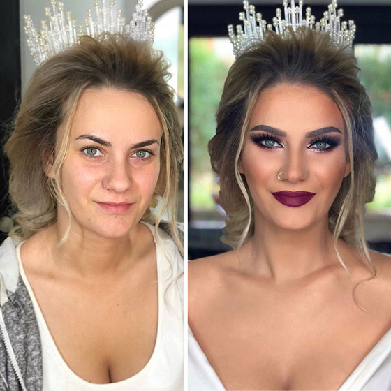 صور صادمة للفرق الهائل لفتيات قبل وبعد المكياج والتجميل ليلة العرس! صورة رقم 3