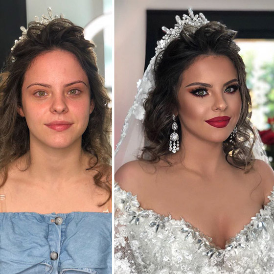 صور صادمة للفرق الهائل لفتيات قبل وبعد المكياج والتجميل ليلة العرس! صورة رقم 5