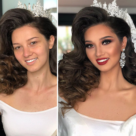 صور صادمة للفرق الهائل لفتيات قبل وبعد المكياج والتجميل ليلة العرس! صورة رقم 6