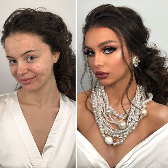 صور صادمة للفرق الهائل لفتيات قبل وبعد المكياج والتجميل ليلة العرس! صورة رقم 7