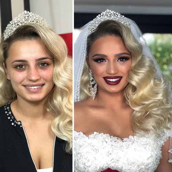 صور صادمة للفرق الهائل لفتيات قبل وبعد المكياج والتجميل ليلة العرس! صورة رقم 9