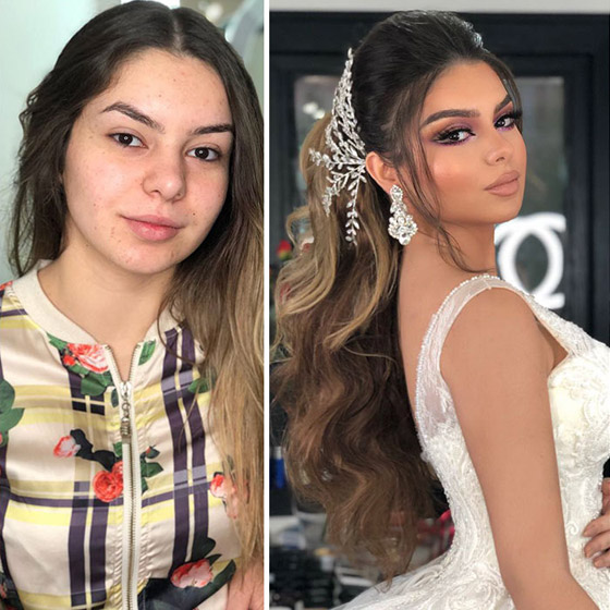 صور صادمة للفرق الهائل لفتيات قبل وبعد المكياج والتجميل ليلة العرس! صورة رقم 10