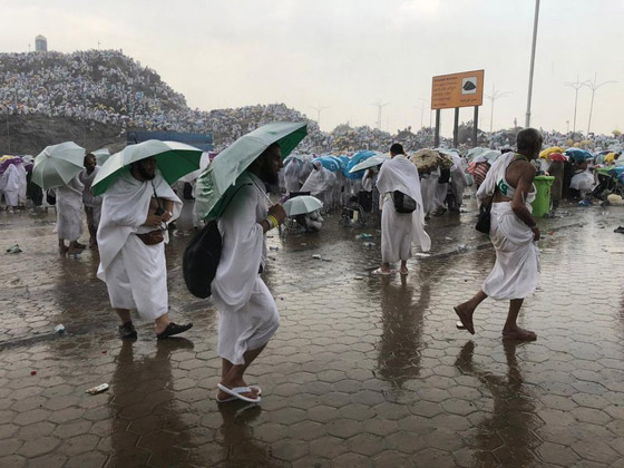 مشهد مهيب: هطول أمطار غزيرة على عرفات أثناء صلاة الحجاج! فيديو صورة رقم 3 مشهد مهيب: هطول أمطار غزيرة على عرفات أثناء صلاة الحجاج! فيديو صورة رقم 3