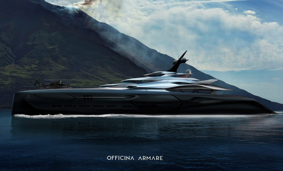 بالصور: يخت فاخر ضخم على شكل سفينة حربية بلون أسود لامع! صورة رقم 13