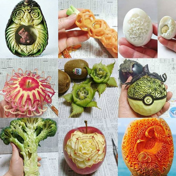 بالصور: طباخ ياباني محترف ينحت من الطعام قطع فنية خيالية صورة رقم 17