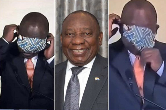 فيديو طريف: الكمامة تحرج رئيس جنوب إفريقيا.. وضعها علي عينيه! صورة رقم 7