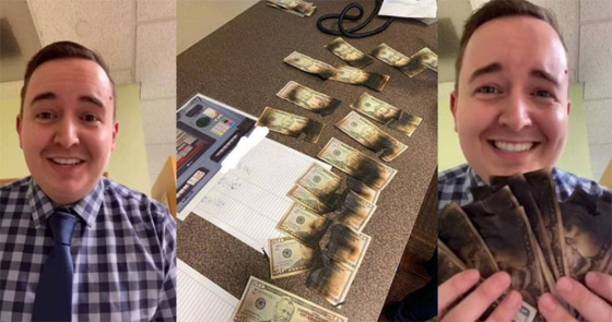  فيديو وصور: امريكي يضع 730 دولار في المايكرويف ليقتل كورونا فحرقها! صورة رقم 1