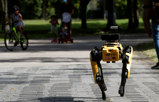 كلب آلي يتجول في متنزهات سنغافورة لحث الناس على التباعد الاجتماعي صورة رقم 1