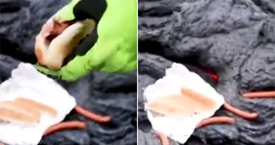 فيديو عجيب وطريف.. طهي نقانق على حمم بركانية في أيسلندا! صورة رقم 5 فيديو عجيب وطريف.. طهي نقانق على حمم بركانية في أيسلندا! صورة رقم 5