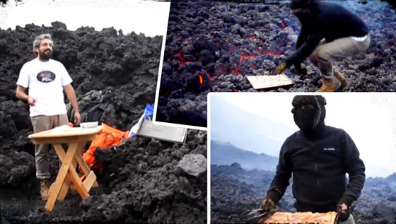 فيديو غريب.. خبز بيتزا على فوهة بركان ثائر في غواتيمالا! صورة رقم 4