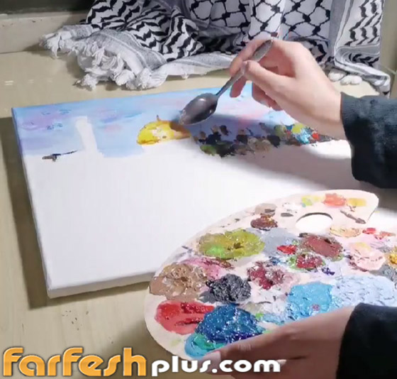 فنانة فلسطينية ترسم بالملعقة لوحة للمسجد الأقصى تضامنا مع أسرى نفق الحرية صورة رقم 3