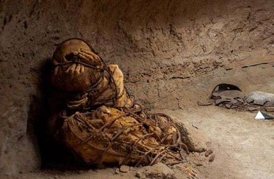 بالصور.. مومياء غريبة مكبلة اليدين بالحبال في مقبرة تحت الأرض! صورة رقم 1