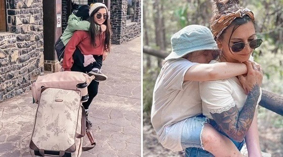 تسافر حول العالم وهي تحمل ابنها على ظهرها صورة رقم 1