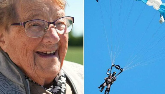سويدية 103 أعوام تحطم رقما قياسيا بقفزة مظلية.. دقائق تحبس الأنفاس صورة رقم 1
