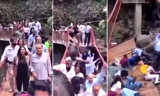 عمدة مدينة بالمكسيك ينهار به جسر أثناء افتتاحه ويسقط مع آخرين على الصخور صورة رقم 2 عمدة مدينة بالمكسيك ينهار به جسر أثناء افتتاحه ويسقط مع آخرين على الصخور صورة رقم 2
