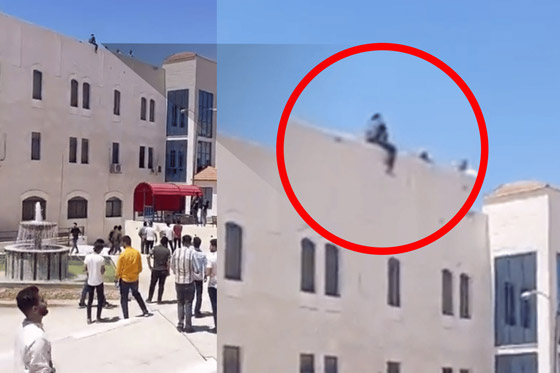 بالفيديو: طالب أردني يحاول الانتحار من أعلى مبنى جامعي.. تعرض لظلم! صورة رقم 1 بالفيديو: طالب أردني يحاول الانتحار من أعلى مبنى جامعي.. تعرض لظلم! صورة رقم 1