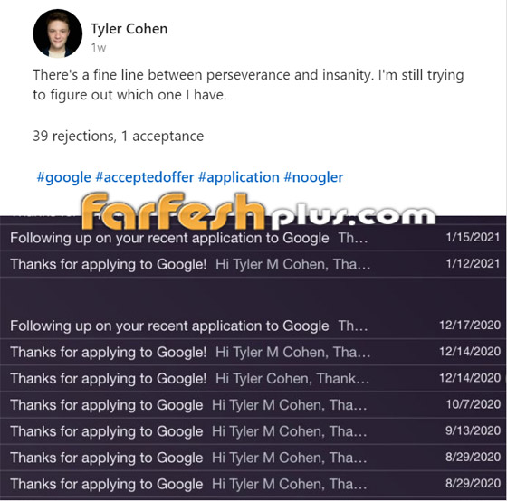 رُفض طلبه 39 مرة ولم ييأس.. قصة كفاح شاب أمريكي نال وظيفة بجوجل صورة رقم 1