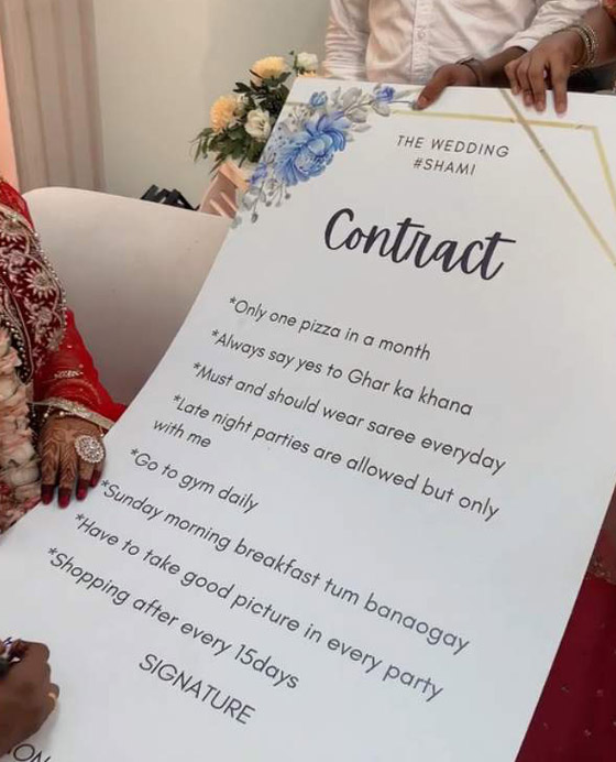 بالفيديو: شروط عجيبة وغريبة في عقد زواج هندي.. هل يمكن تنفيذها؟ صورة رقم 1