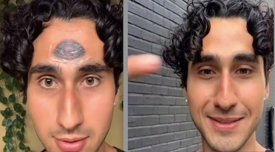 يرسم عيناً ثالثة على جبهته ليمنع نفسه من الانتحار ! صورة رقم 1