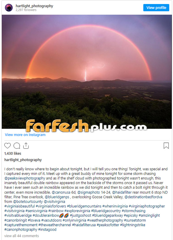 توقيت مثالي.. صورة مذهلة لصاعقة برق داخل قوس قزح مزدوج صورة رقم 4