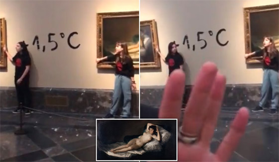 سلسلة استهداف المتاحف مستمرة.. وناشطتان تلتصقان بلوحة في مدريد! صورة رقم 1 سلسلة استهداف المتاحف مستمرة.. وناشطتان تلتصقان بلوحة في مدريد! صورة رقم 1