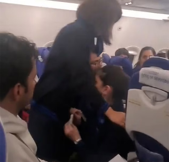 فيديو: شجار وصراخ بين مضيفة وراكب على الطائرة بسبب الوجبة صورة رقم 4 فيديو: شجار وصراخ بين مضيفة وراكب على الطائرة بسبب الوجبة صورة رقم 4