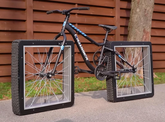 فيديو: ابتكار هو الأغرب في عالم الدراجات.. عجلات مربعة! صورة رقم 2