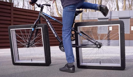 فيديو: ابتكار هو الأغرب في عالم الدراجات.. عجلات مربعة! صورة رقم 6