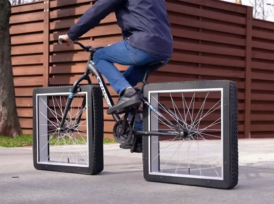 فيديو: ابتكار هو الأغرب في عالم الدراجات.. عجلات مربعة! صورة رقم 8