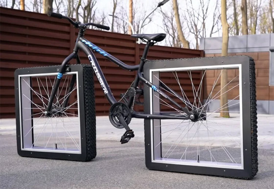 فيديو: ابتكار هو الأغرب في عالم الدراجات.. عجلات مربعة! صورة رقم 10