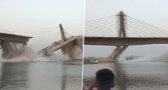 للمرة الثانية.. انهيار جسر معلق عملاق في نهر بالهند (فيديو) صورة رقم 3