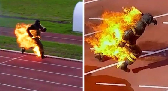 ركض 100 متر والنار تشتعل بجسده! عداء يحطم رقم قياسي بأغرب سباق بالعالم صورة رقم 5 ركض 100 متر والنار تشتعل بجسده! عداء يحطم رقم قياسي بأغرب سباق بالعالم صورة رقم 5