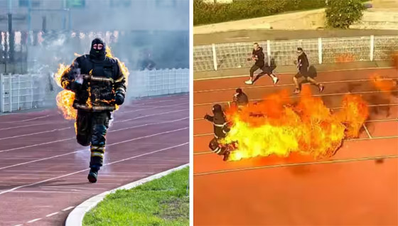 ركض 100 متر والنار تشتعل بجسده! عداء يحطم رقم قياسي بأغرب سباق بالعالم صورة رقم 6 ركض 100 متر والنار تشتعل بجسده! عداء يحطم رقم قياسي بأغرب سباق بالعالم صورة رقم 6