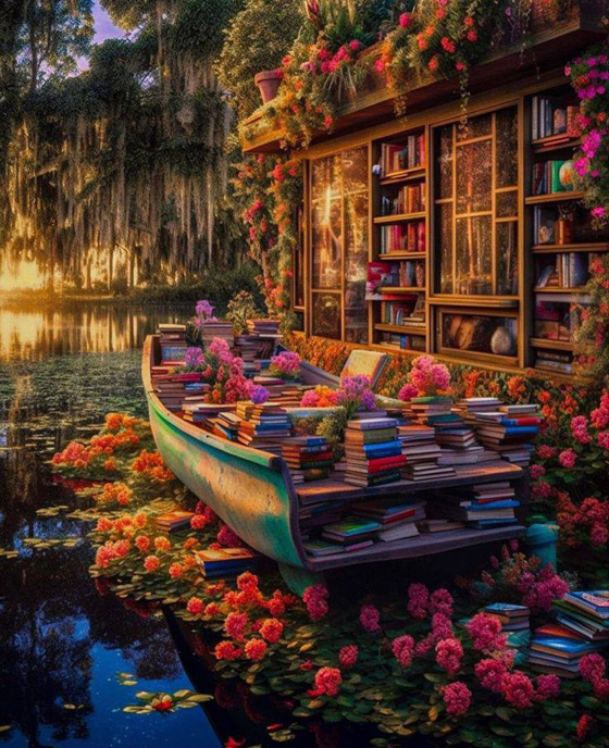 مكتبة عائمة على سطح المياه؟ صورة تقلب مواقع التواصل صورة رقم 5