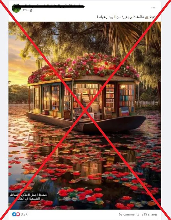مكتبة عائمة على سطح المياه؟ صورة تقلب مواقع التواصل صورة رقم 2