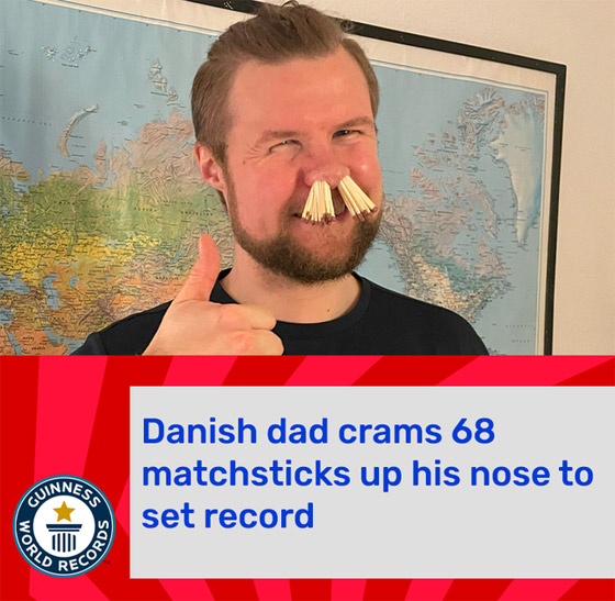 بإدخال 68 عود ثقاب في أنفه.. رجل دنماركي يدخل موسوعة غينيس صورة رقم 3